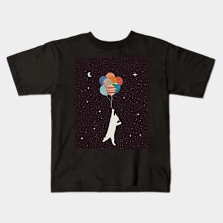 Cat and planet balloon Kids T-Shirt